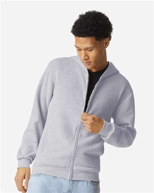 American Apparel RF497, Unisex Reflex Fleece Full-zip Hoodie Sweatshirt, Heather Grey