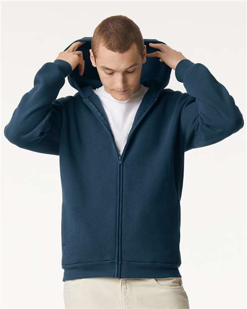 American Apparel RF497, Unisex Reflex Fleece Full-zip Hoodie Sweatshirt, Sea Blue