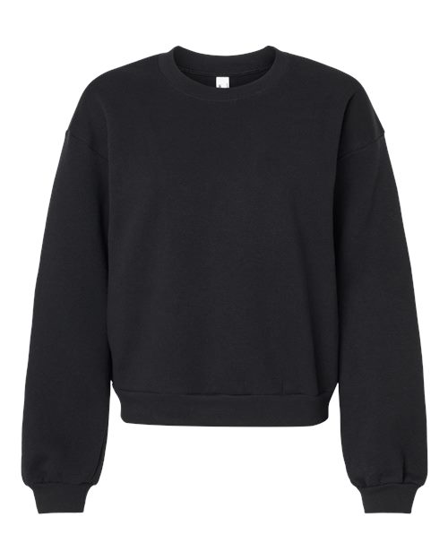 American Apparel RF494, Women's Reflex Fleece Crewneck Sweatshirt, Black