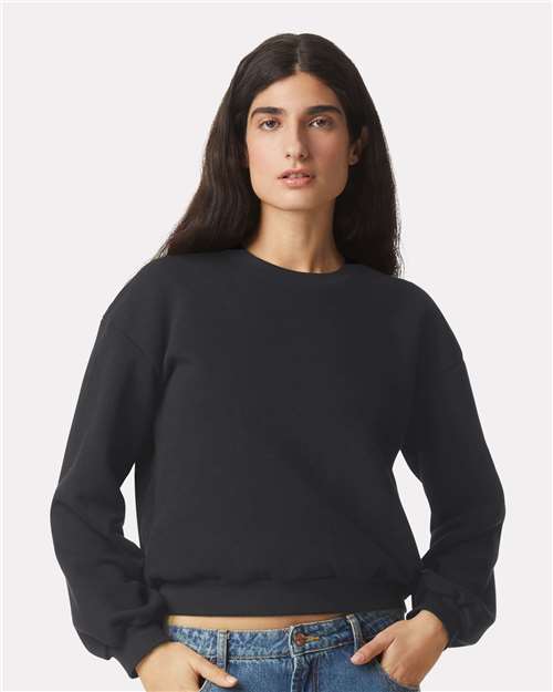 American Apparel RF494, Women's Reflex Fleece Crewneck Sweatshirt, Black