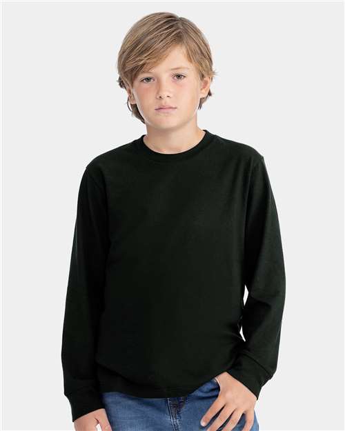 Youth Cotton Long Sleeve T-Shirt - - 11737 Black 04118 3311 4-4.9 oz Back to School 2025 CA Best Selling Brands CA New ab Cotton Cotton - 100% Cotton - Ringspun Crewneck Eco-Friendly Fashion T-Shirts Long Sleeves Next Level Side Seams Socially Conscious Manufacturing Sustainable Manufacturing Sustainable Styles T-Shirts T-Shirts - Long Sleeve Tear Away Tops Youth