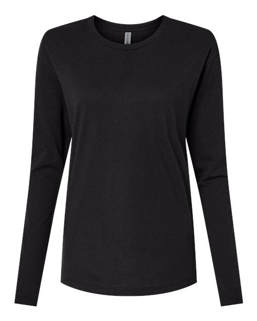 Next Level 3911, Women's Cotton Relaxed Long Sleeve Tee, Black
