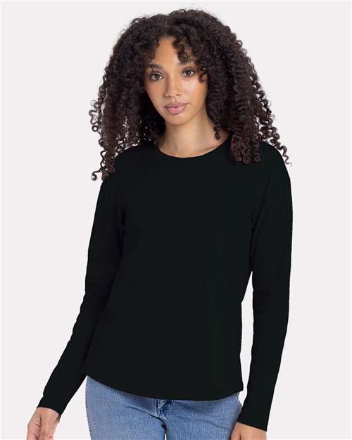 Next Level 3911, Women's Cotton Relaxed Long Sleeve Tee, Black