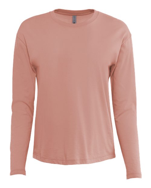 Next Level 3911, Women's Cotton Relaxed Long Sleeve Tee, Desert Pink