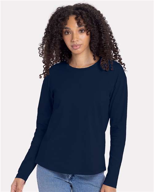 Next Level 3911, Women's Cotton Relaxed Long Sleeve Tee, Midnight Navy