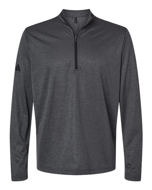 Adidas A593, Men's Space Dyed Quarter-zip Pullover, Black Melange