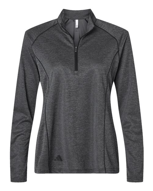 Adidas A594, Women's Space Dyed Quarter-zip Pullover, Black Melange