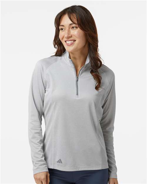 Adidas A594, Women's Space Dyed Quarter-zip Pullover, Grey One Heather