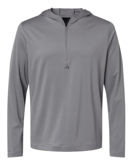 Adidas A596, Men's Lightweight Quarter-zip Hooded Pullover, Grey Three