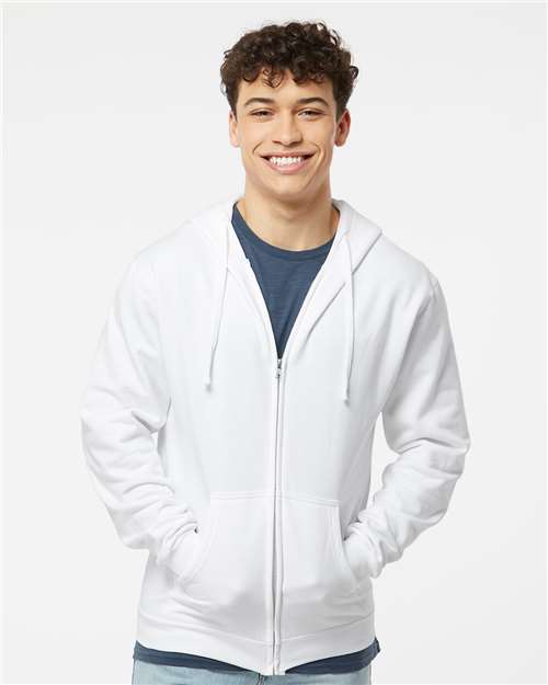 M&O 3331, Unisex Zipper Fleece Hoodie, White