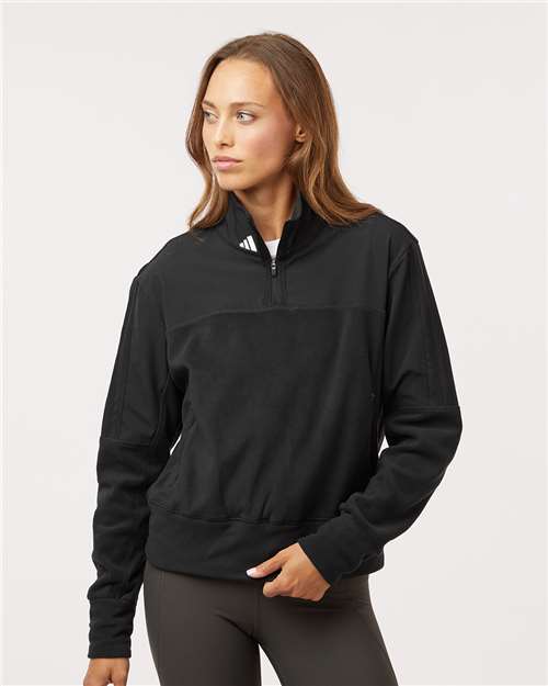 Adidas A601, Women's Fleece Quarter-zip Pullover, Black