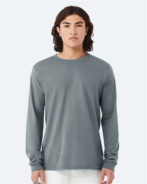BELLA + CANVAS 3501, Unisex Jersey Long Sleeve Tee, Blue Storm