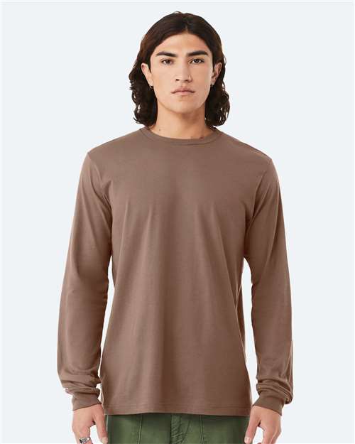 BELLA + CANVAS 3501, Unisex Jersey Long Sleeve Tee, Vintage Brown