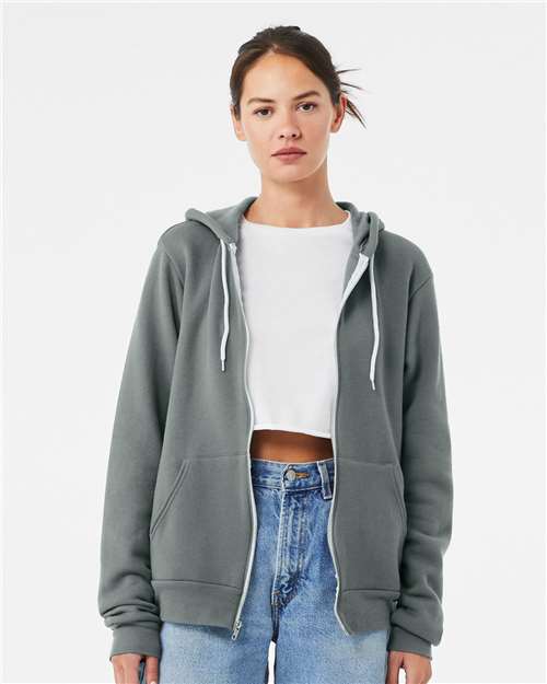 BELLA + CANVAS 3739, Unisex Sponge Fleece Full-zip Hoodie Sweatshirt, Blue Storm