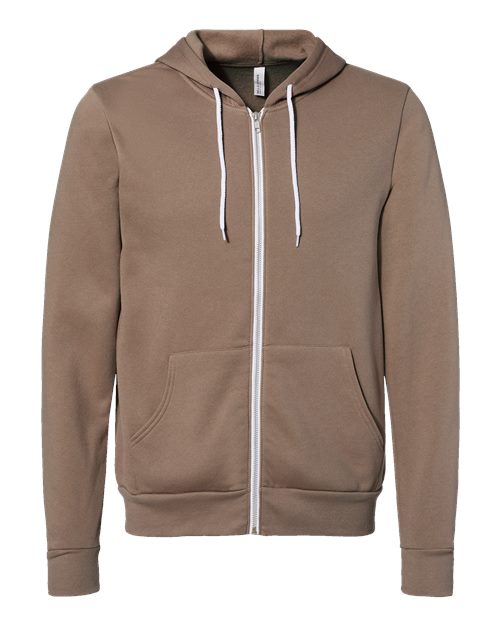BELLA + CANVAS 3739, Unisex Sponge Fleece Full-zip Hoodie Sweatshirt, Vintage Brown