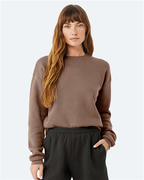 BELLA + CANVAS 3945, Unisex Sponge Fleece Drop Shoulder Crewneck Sweatshirt, Vintage Brown