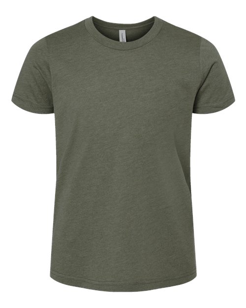BELLA + CANVAS 3001YCVC, Youth Cvc Jersey Tee, Heather Military Green