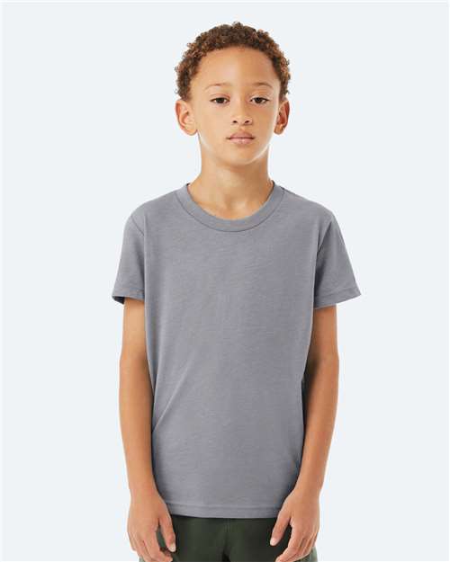 BELLA + CANVAS 3001YCVC, Youth Cvc Jersey Tee, Heather Storm