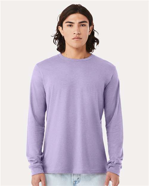 BELLA + CANVAS 3501CVC, Heather Cvc Long Sleeve Tee, Heather Dark Lavender