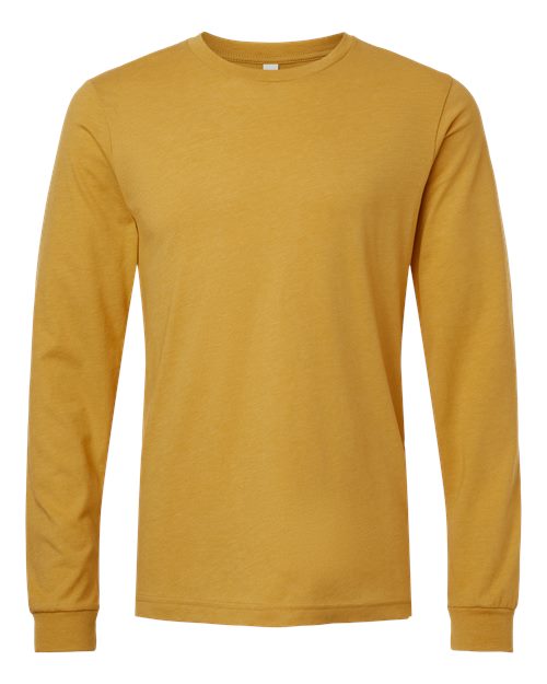 BELLA + CANVAS 3501CVC, Heather Cvc Long Sleeve Tee, Heather Mustard