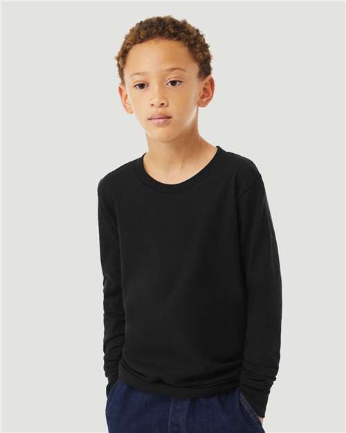 Youth Triblend Long Sleeve Tee - - 12121 Solid Black Triblend 06106 3-3.9 oz 3513Y BELLA + CANVAS Best Selling Brands Cotton Cotton - Ringspun Fashion T-Shirts Long Sleeves Polyester Premium Fashion Rayon S&S Deep Deals T-Shirts T-Shirts - Long Sleeve Tear Away Tops Triblends Youth