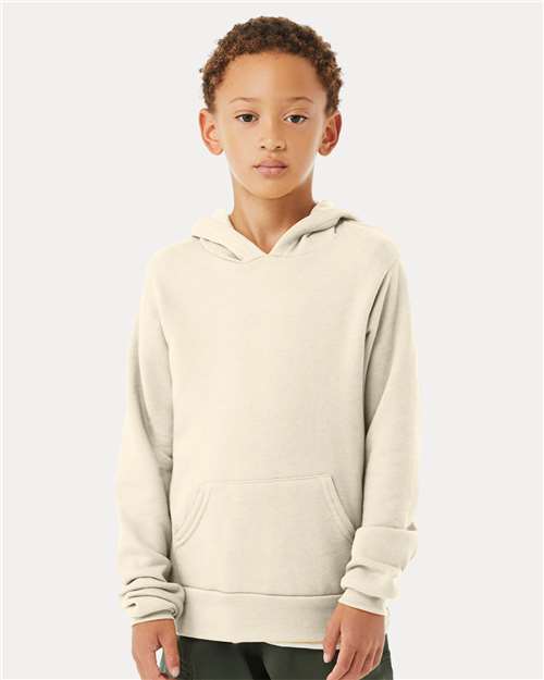 BELLA + CANVAS 3719Y, Youth Sponge Fleece Hoodie Sweatshirt, Natural