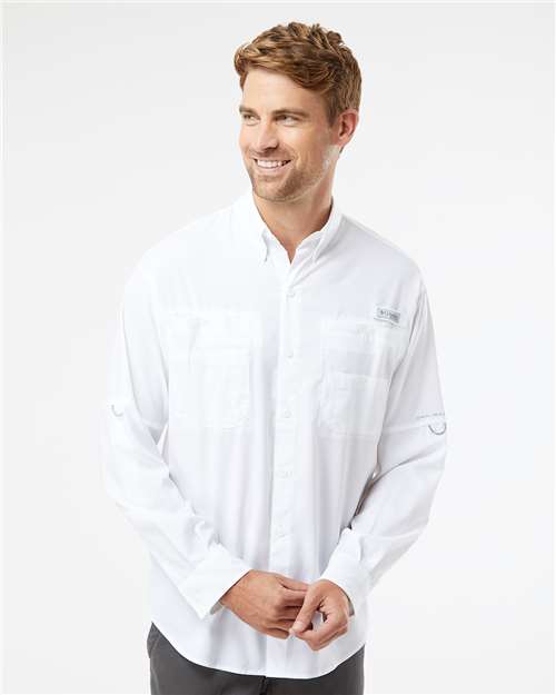 Men's PFG Tamiami™ II Shirt - - 12291 White 14224 212467 Antimicrobial Columbia Long Sleeves Mens & Unisex Moisture-Management Pockets Polyester Polyester - 100% Premium Fashion Resort S&S Exclusive Brands Sun/UV Protection Tops Visible Logos Wovens Wovens & Dress Shirts