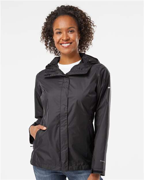 Women's Arcadia™ II Jacket - - 12302 Black 15424 212481 Back to School 2025 CA Columbia Hooded Jackets Mesh Nylon Outerwear Packables Pockets Polyester Premium Fashion Rain Coats S&S Exclusive Brands Visible Logos Waterproof Womens