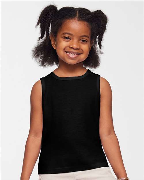 Toddler Fine Jersey Tank - - 12373 Black 08538 3323 Cotton - 100% Infants / Toddlers Rabbit Skins Sleeveless T-Shirts - Premium