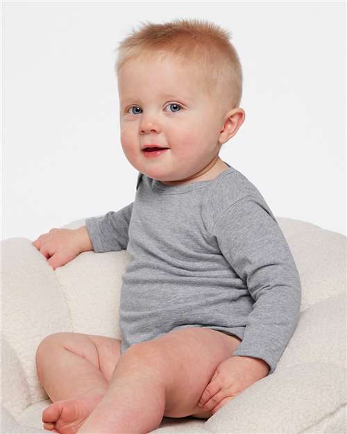 Rabbit Skins 4421, Infant Fine Jersey Long Sleeve Bodysuit, Heather
