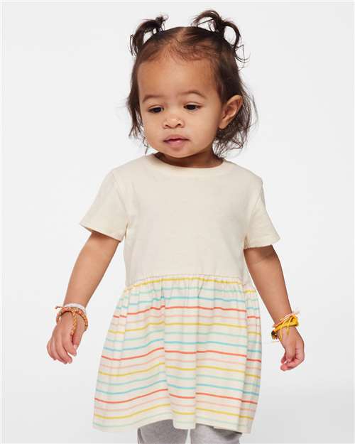 Infant Fine Jersey Dress - - 12405 Natural Sunkissed Stripe 09138 5330 Cotton - 100% Dresses Infants / Toddlers Patterns and Prints Patterns and Prints - Stripes Rabbit Skins Short Sleeves Stars & Stripes T-Shirts - Premium