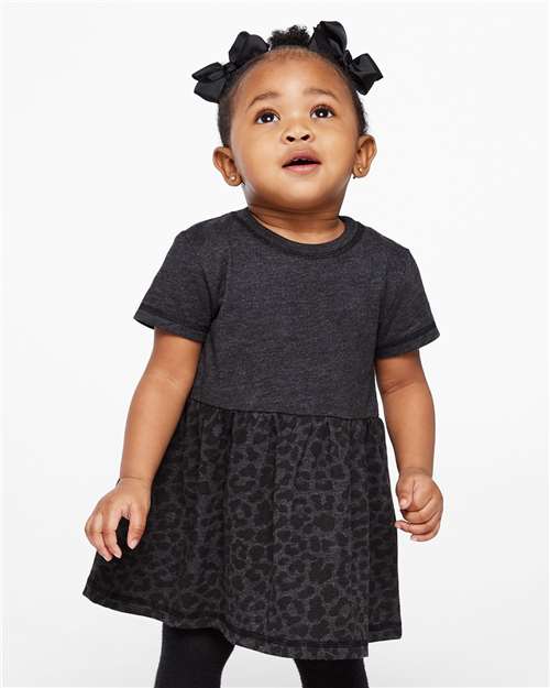 Rabbit Skins 5330, Infant Fine Jersey Dress, Vintage Smoke/ Black Leopard