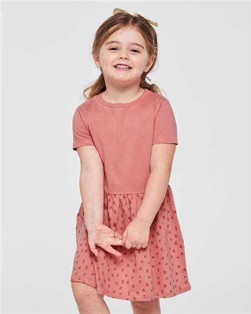 Rabbit Skins 5333, Toddler Fine Jersey Dress, Mauvelous/ Mauvelous Spot