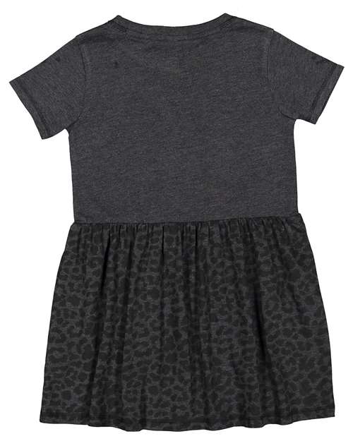 Rabbit Skins 5333, Toddler Fine Jersey Dress, Vintage Smoke/ Black Leopard