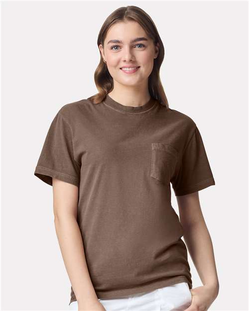 Unisex Garment-Dyed Heavyweight Pocket T-Shirt - Espresso - - 1963