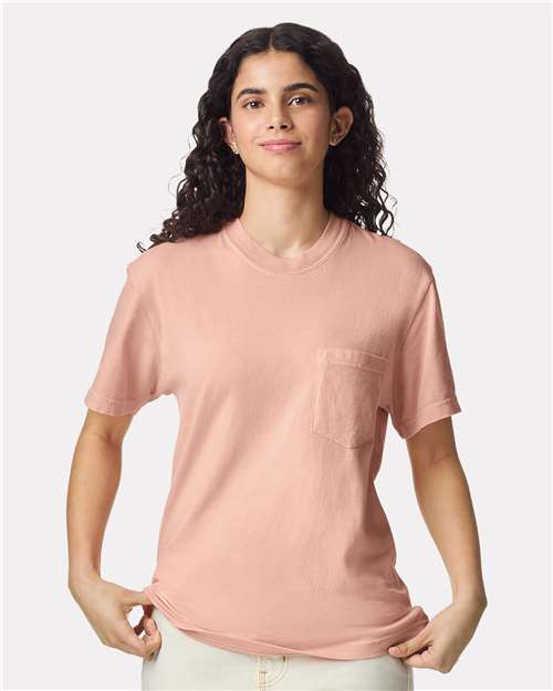 Comfort Colors 6030, Unisex Garment-dyed Heavyweight Pocket T-shirt, Peachy