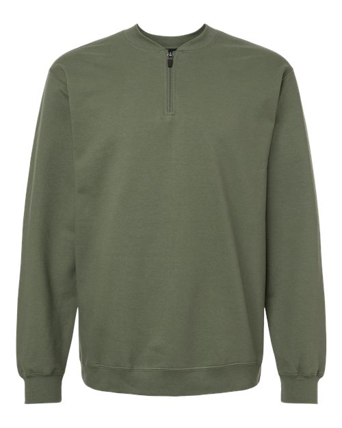Gildan SF008, Unisex Softstyle Midweight Quarter-zip Sweatshirt, Military Green