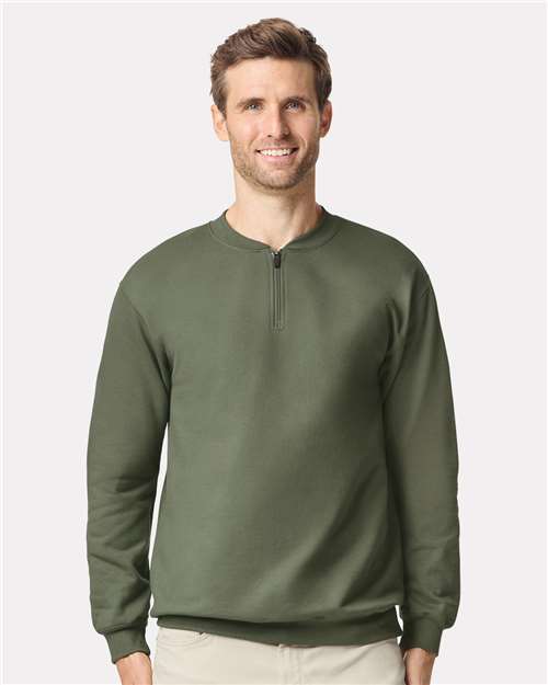 Gildan 18900 Heavy Blend Fleece Stadium Blanket Military Green Cotton Cotton-Poly Blend Crewneck Fleece Mens & Unisex Mens & Unisex Tops Midweight Moisture-Wicking Outerwear Polyester Premium Regular Fit Spandex Sport / Athletic Super Heavyweight Sweatshirts & Fleece Tear-Away Label Tops Zippered