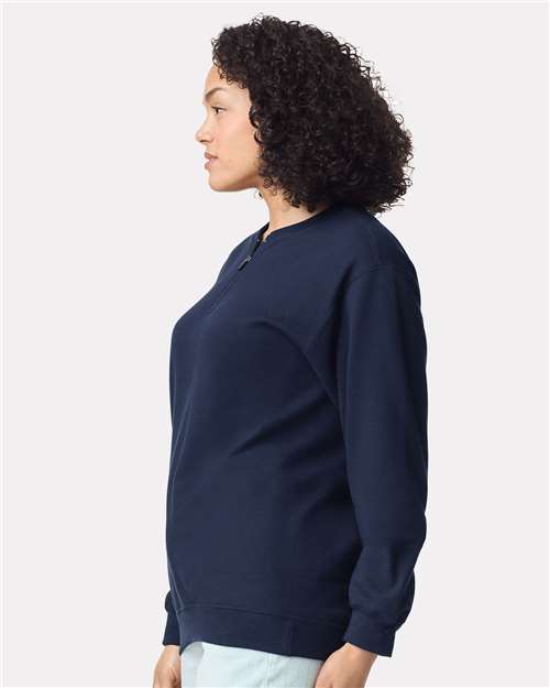 Gildan SF008, Unisex Softstyle Midweight Quarter-zip Sweatshirt, Navy