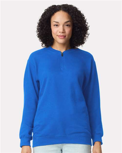 Gildan SF008, Unisex Softstyle Midweight Quarter-zip Sweatshirt, Royal