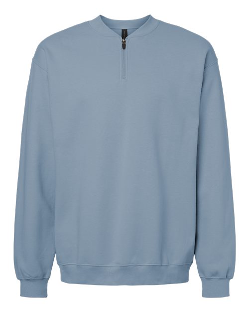 Gildan SF008, Unisex Softstyle Midweight Quarter-zip Sweatshirt, Stone Blue