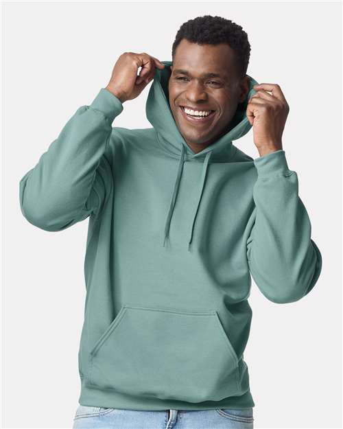 Gildan SF500 Unisex Softstyle® Midweight Hooded Sweatshirt Aquatic Cotton Cotton-Poly Blend Fleece Hooded Insulated Jersey Midweight Moisture-Wicking Outerwear Pocket Polyester Regular Fit Spandex Sport / Athletic Super Heavyweight Sweatshirts & Fleece Tear-Away Label Tops Womens Womens Tops
