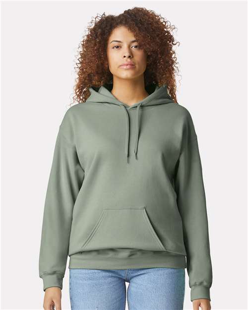 Gildan SF500 Unisex Softstyle® Midweight Hooded Sweatshirt Sage Cotton Cotton-Poly Blend Fleece Hooded Insulated Jersey Midweight Moisture-Wicking Outerwear Pocket Polyester Regular Fit Spandex Sport / Athletic Super Heavyweight Sweatshirts & Fleece Tear-Away Label Tops Womens Womens Tops