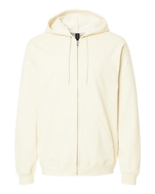Gildan SF600, Unisex Softstyle Midweight Full-zip Hooded Sweatshirt, Off White