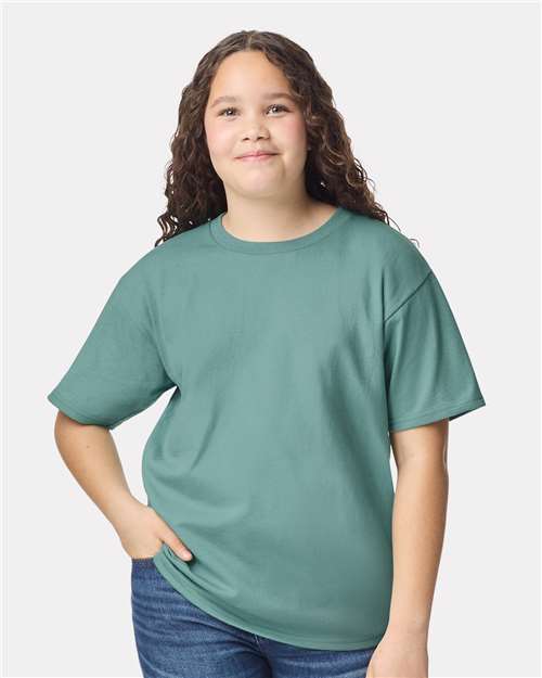 Gildan 5000B, Youth Heavy Cotton T-shirt, Aquatic