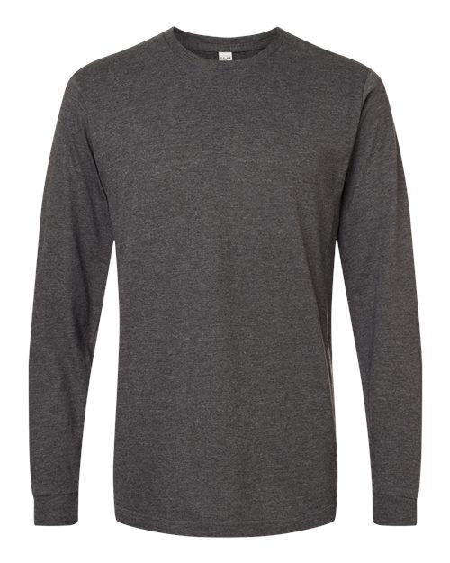 M&O 4501, Fine Jersey Long Sleeve T-shirt, Heather Charcoal