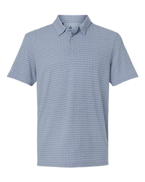 Adidas A702, Men's Blended Printed Polo, Blue Dawn Melange