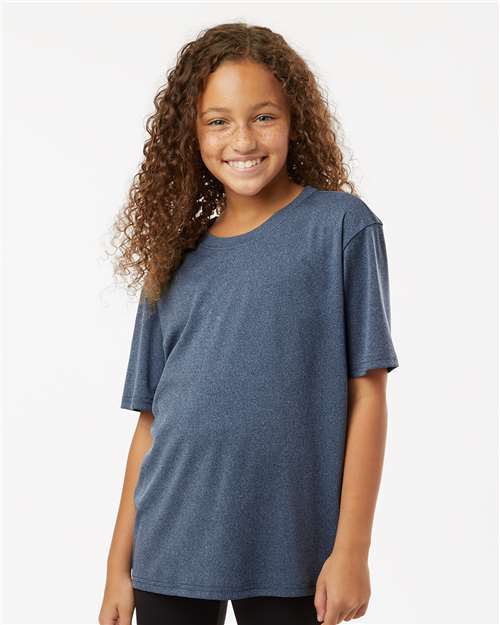 AllPro 48000Y, Youth Pro-lock Performance T-shirt, Heather Navy