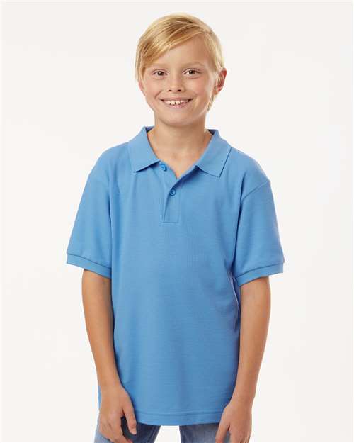 AllPro 62800Y, Youth Pique Polo, Carolina Blue