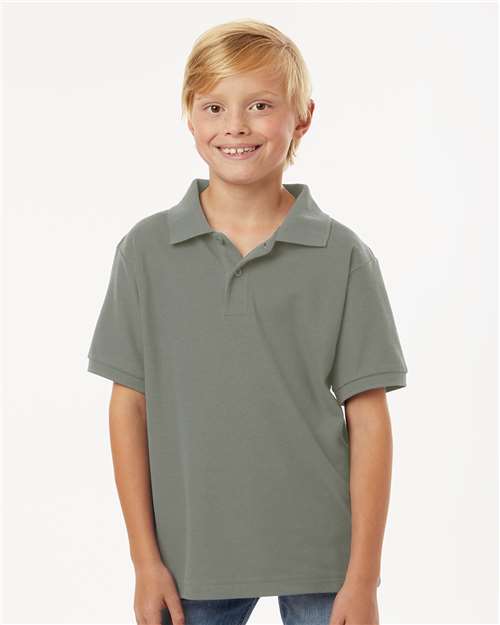 AllPro 62800Y, Youth Pique Polo, Greystone